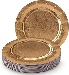 DISPOSABLE ROUND CHARGER PLATES - 20pc (Gold)