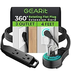 GEARit 360 Rotating Flat Plug Extension Cord