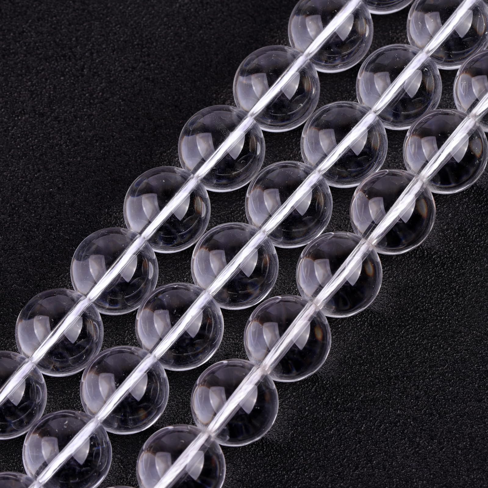 GEM-Inside AA Grade 14mm White Clear Rock Quartz Crystal Round Gemstone Semi Precious Loose Beads for Jewellery Making 15''