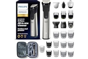 Norelco Philips Multigroom 9000 Series, All-in-One Trimmer, Beard Trimmer and Hair Clipper, 25-Piece/27-Length Men's Grooming Kit for Beard, Face, Nose, Ear and Body, Travel Kit, MG9522/50
