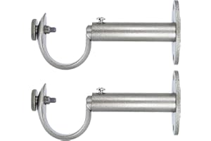 MERIVILLE Set of 2 Pewter Zinc Curtain Drapery Rod Bracket for 1 1/4" Rod, Adjustable