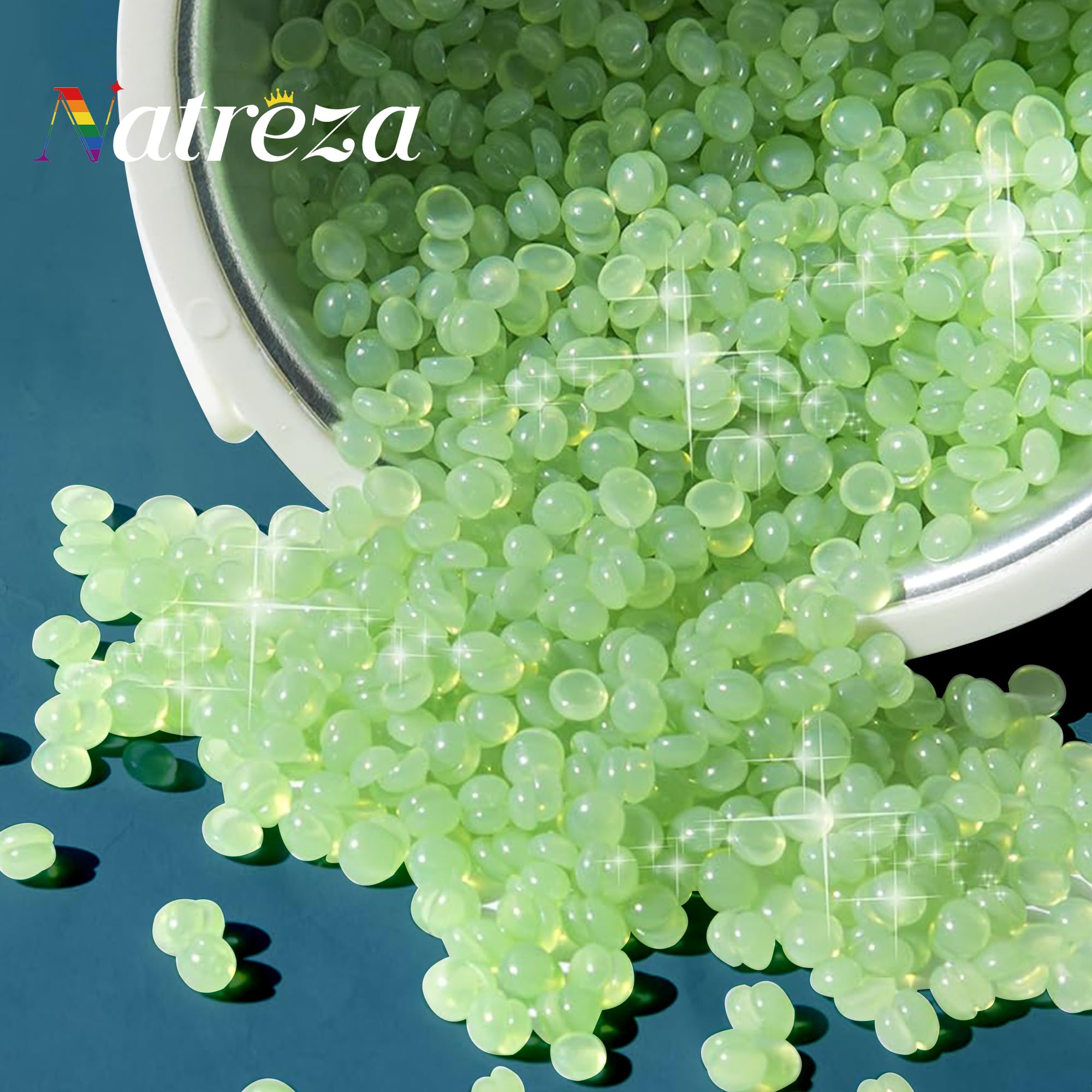 Natreza Hard Wax Beads for Hair Removal, 1lb Hard Wax for Sensitive Skin With Aloe Vera Extract, Formulated for Fine Hairs, Perfect Body Wax for Face Eyebrow Chin Upper Lip Leg Arm Bikini Waxing