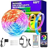 vimeepro 66ft Outdoor LED Strip Lights Waterproof,IP68 Waterproof Outside Led Strip,Color Changing with App/Remote Control,Music Sync RGB Outdoor Led Rope Lights for Bedroom,Roof,Balcony,Gardens