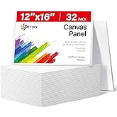 Simetufy 32 Pack 12x16 inch Large Flat Canvas Boards for Painting- Gesso Primed Acid-Free 100% Cotton Paint Canvas Panels for Acrylics Oil Watercolor Tempera