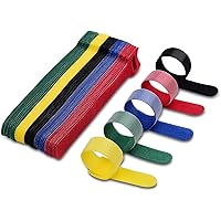 VCZHS 50 PCS Reusable Fastening Cable Ties, Microfiber Cloth 6-Inch Hook and Loop Cord Ties for Tablet Laptop PC TV Home Office Electronics Wire -5 Colors