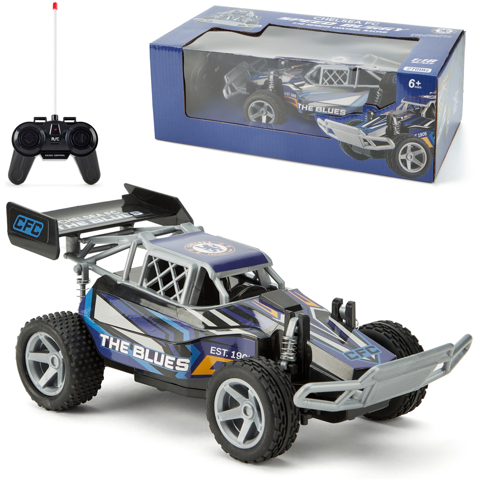 Chelsea FC Remote Control RC Buggy 1:18 - Officially Licensed, Ideal for Blues Enthusiasts, Fun for Kids & Adults