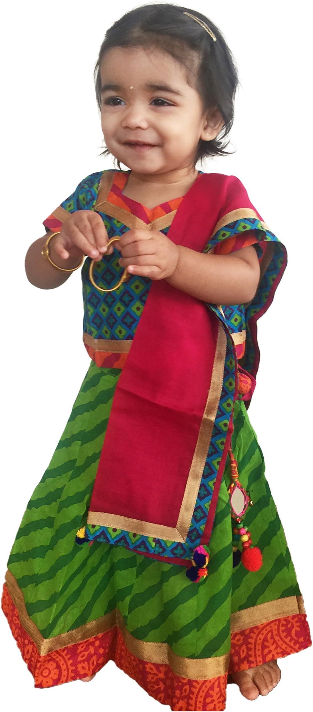 Flawn't Multicolor Traditional Cotton Lehenga Choli For Girls