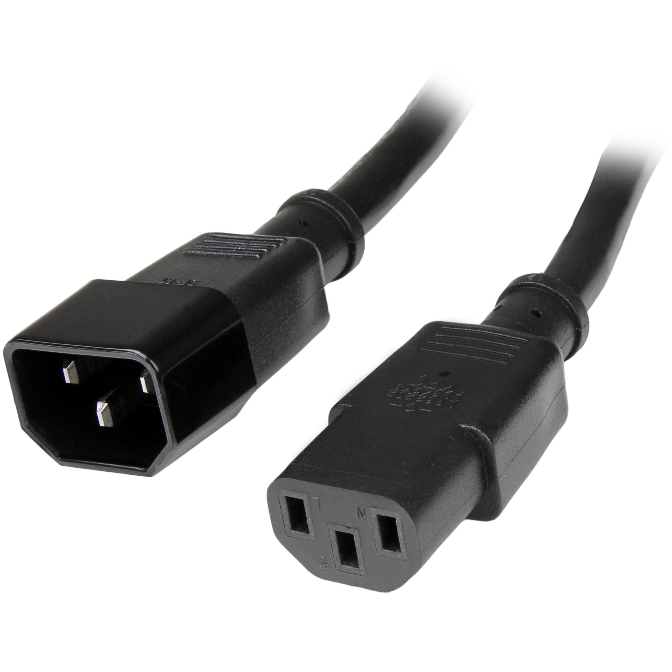 StarTech.com 3 ft 14AWG Computer Power Cord Extension - C14 to C13 PDU Style Computer Power Extension Cable 14 AWG (PXT100143)