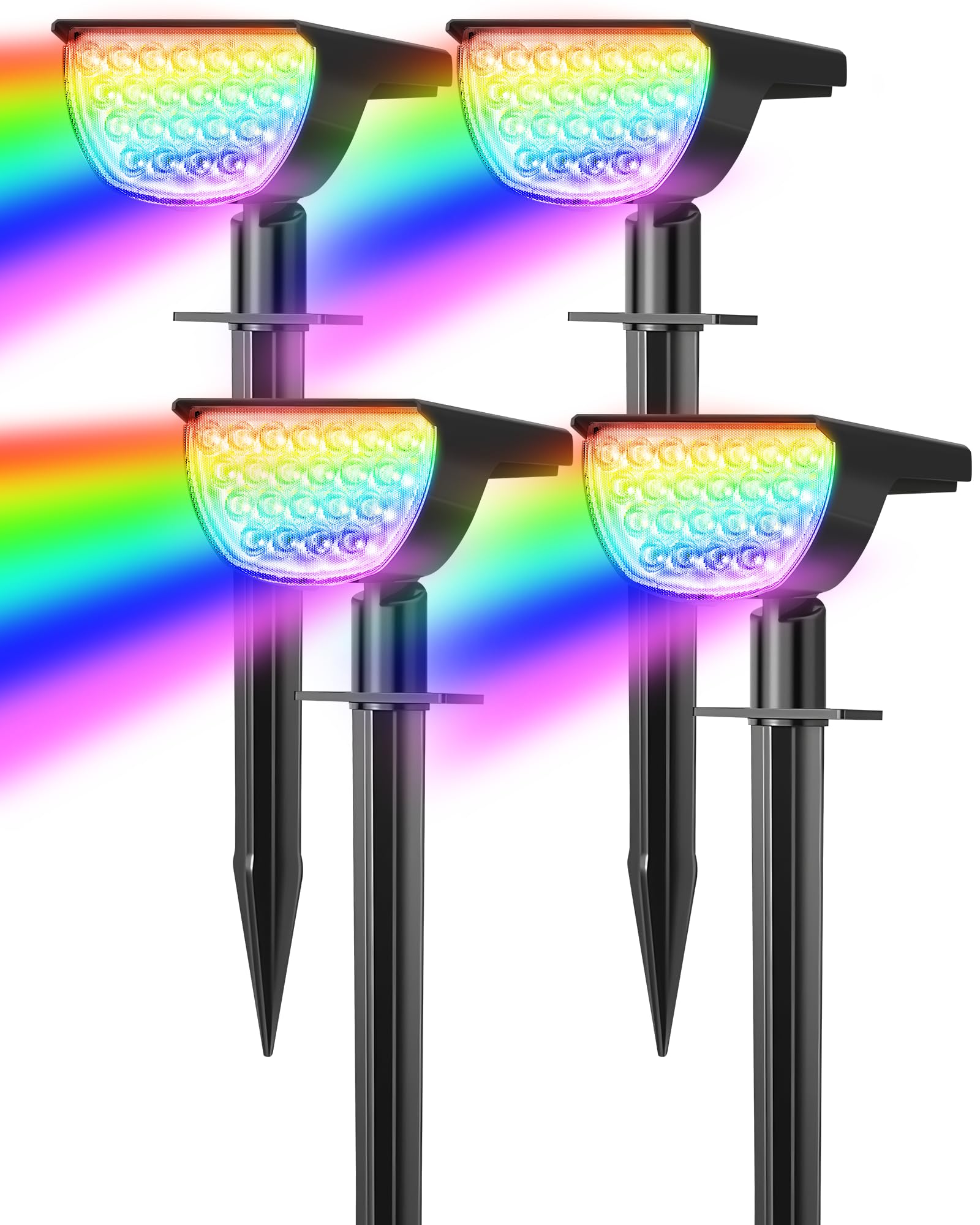 GKGG Solar Multicolor Lights Waterproof IP65, 8 Lighting Modes Solar Spot Lights Outdoor Yard Garden Landscape Pathway Decorations (Multicolor, 4 Pack) Image