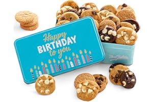 Mrs. Fields - Happy Birthday 30 Nibblers Cookie Tin, Assorted with 30 Nibblers Bite-Sized Cookies in our 5 Signature Cookie Flavors