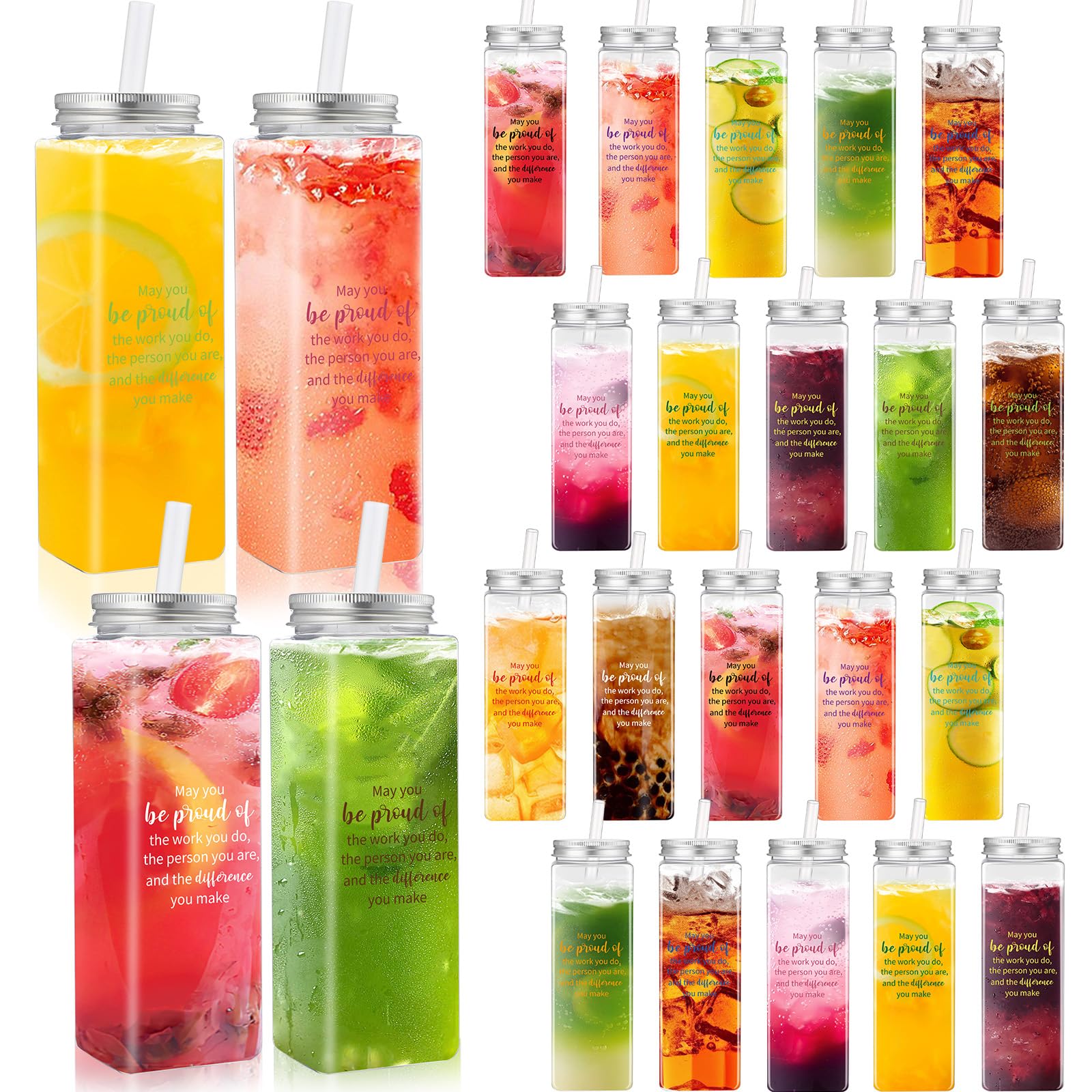 Photo 1 of Skylety 24 Pcs 17 OZ Thank You Plastic Cups Employee Appreciation Gifts for Staff Inspirational Gifts Clear Reusable Acrylic Skinny Tumblers with Lid Straw for Women Coworker (Proud)