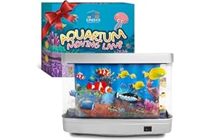 LINDA'S ESSENTIALS Linda’s Essentials Fake Fish Tank for Kids and Adults, Fake Aquarium Decorative Lamp, Artificial Fish Tank with Moving Fishes, Artificial Aquarium Night Light, Plug in Moving Lamp