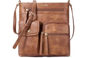 Telena Crossbody Bag for Women Leather Vintage Shoulder Purse Handbag with Multi Pocket Adjustable Strap, Ultra Soft Medium T