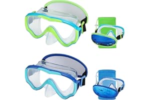 RUIGAO Swim Goggles Kids 6-14, Diving Mask No Tangle Strap，Water Goggles Nose Cover for JR / Youth