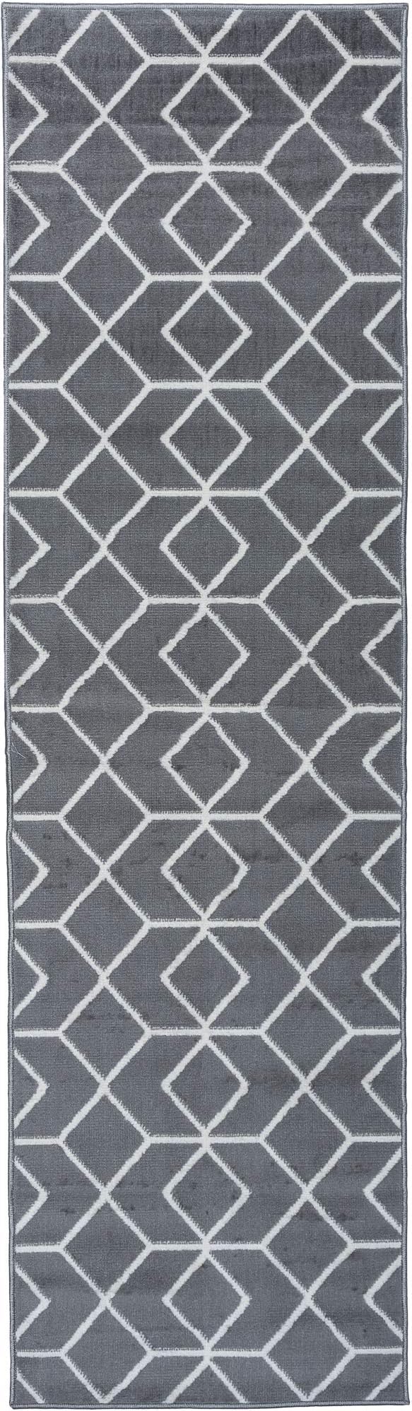 Antep Rugs Kashan King Collection Trellis Polypropylene Indoor Area Runner Rug (Grey/Cream, 2' x 7')