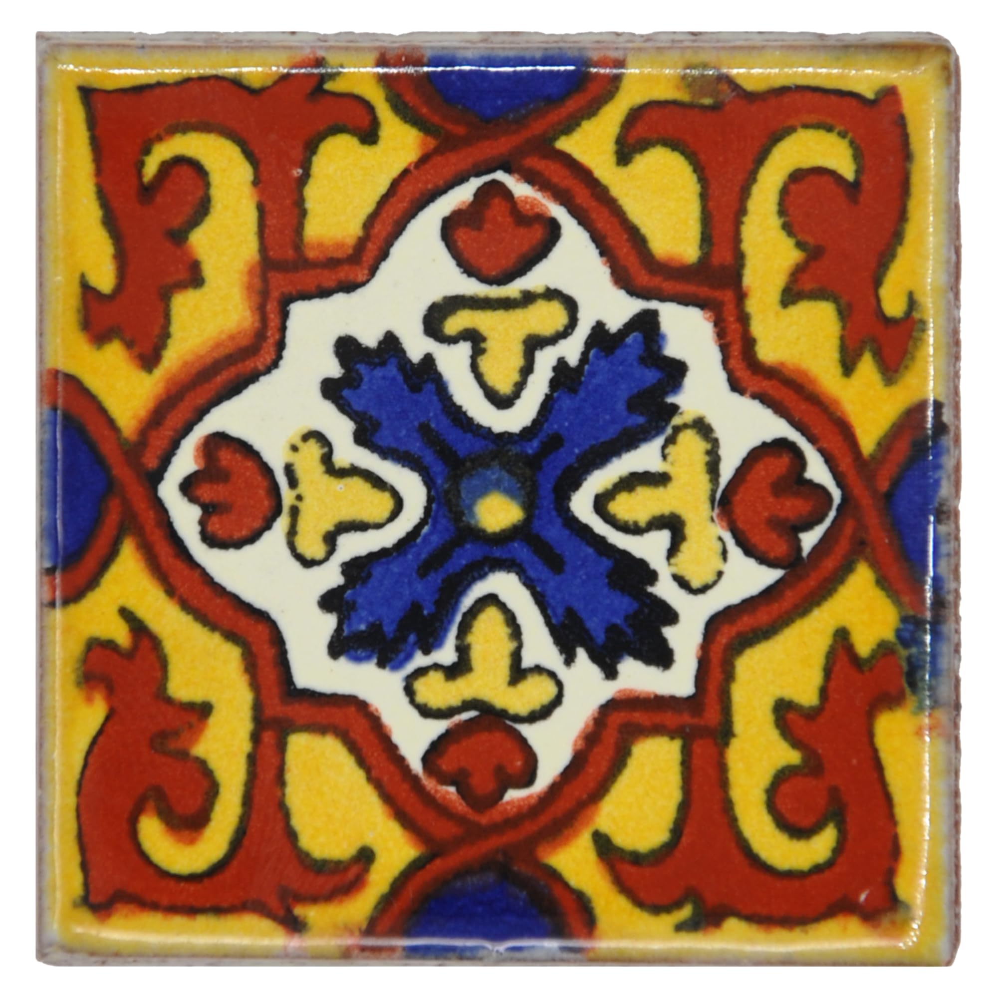 Tumia LAC Handmade Mexican Talavera Tile - Authentic Style Zita Ceramic Tiles for Crafts, Backsplashes and Home Improvement - 10 Pack