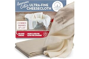 COUNTRY TRADING CO. American Cotton Cheesecloth for Straining - 2 Pack Large 23" Precut Cheese Cloth Squares, Hemmed Muslin Fine Reusable Strainer