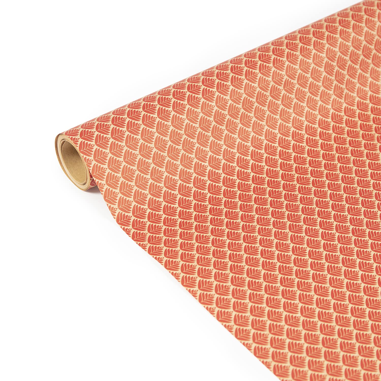 Clairefontaine 223825C - A Roll Of Gift Wrap Paper - Kraft Brut 70g 100% Recycled - 5mx35cm (Special Small Width) - Pattern : Red Flowers - Gift Wrapping