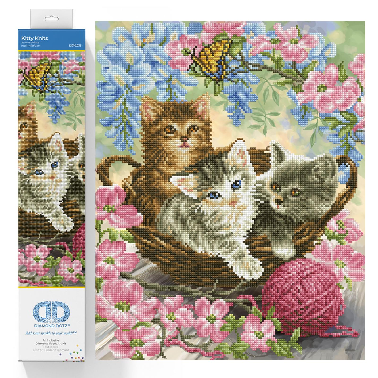 DIAMOND DOTZ DD10 Intermediate Kit, Kitty Knits, 40 x 50 cm