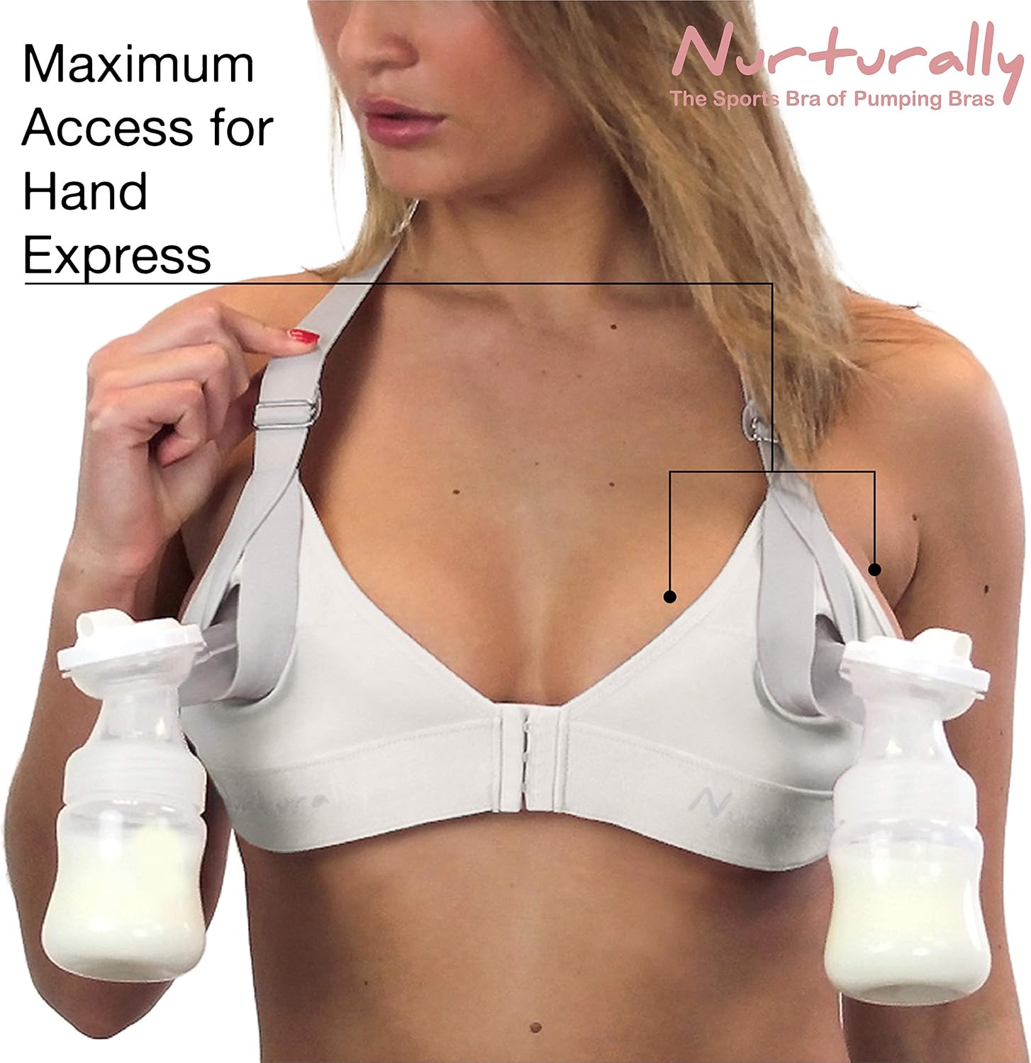 Chrome Cherry Truly Hands Free Pumping Bra, Nurturally, Fits 36A to 46D, Comfortable, Adjustable, Works with Lansinoh - Image 5