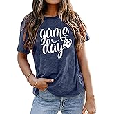 Game Day T Shirts Women Football Graphic Tee Funny Cute Competition Tshirt Casual Short Sleeve Tee Tops