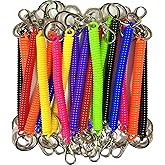 16PCS Spiral Retractable Spring Coil Keychain Theftproof Anti-lost Stretch Cord Safety Key Rings Stretchy Keychain Bracelet with for Keys Wallet Cellphone and Other Important Item, 8 Colors