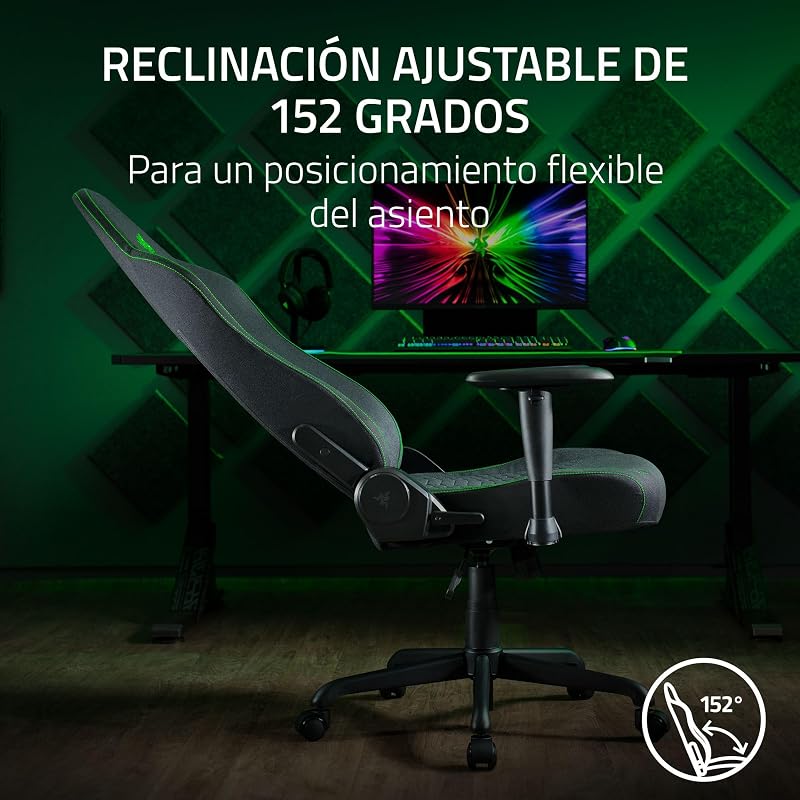 Iskur V2 X - Silla de Juego Esencial con Soporte Lumbar Integrado (Almohadillas moldeadas de Espuma de Alta Densidad, reposabrazos 2-D, Tela con Acabado Suave) Negro