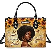 Personalized Leather Handbag for Black Women, Custom African Purse Bag Set, Birthday Christmas Gifts for Mom