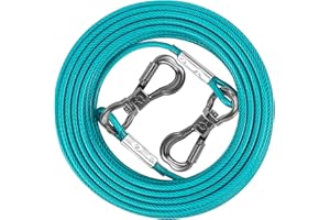 XiaZ 8FT Dog Tie Out Cable, Dog Tether for Yard 8/10/15/20/30/50FT, Heavy Duty Pet Lead Tether Chain Outside for Small Medium Large Dogs Up to 120 LBS