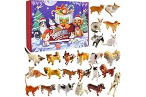 PARSUP Christmas Advent Calendar Cat Dog Figurines - 2025 Christmas Holiday Gift Animals for Kids and Adults, 24 Boxes Countdown Calendar to Christmas Centerpiece Home Decorations