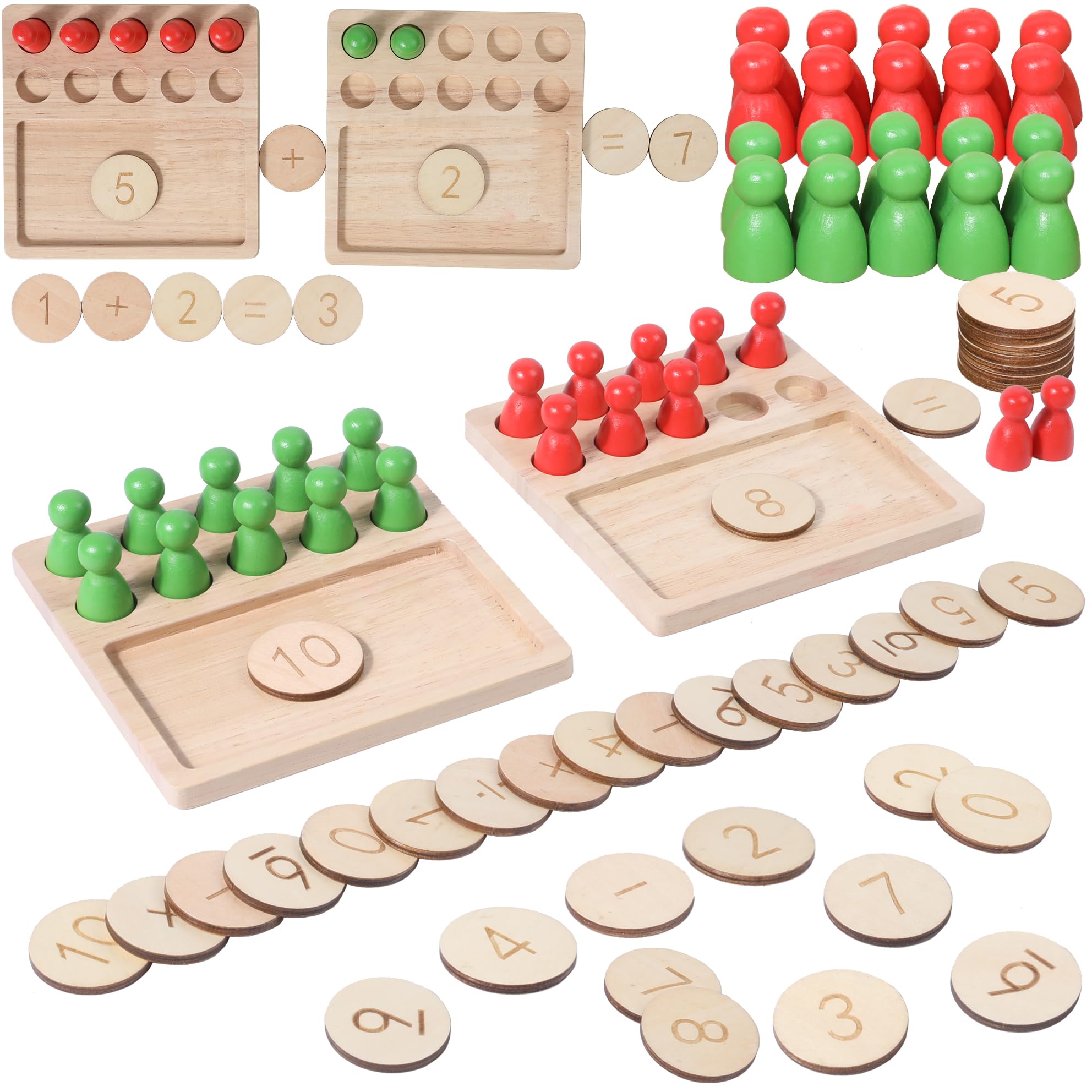 TEUVO Montessori Toys Counting Sticks Pegs Number Math Games for Toddler, Wooden Pegs Boards Math Games Number Block Kids Educational Counting Toys Gifts for 2 3 4 5 6 7 8 Years Old Girls Boys
