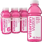 vitaminwater Zero Sugar Shine Strawberry Lemonade, 16.9 fl oz, 6 Pack | Flavored water beverage, bottled, nutrient-enhanced with no artificial sweeteners or flavors, 5 calories