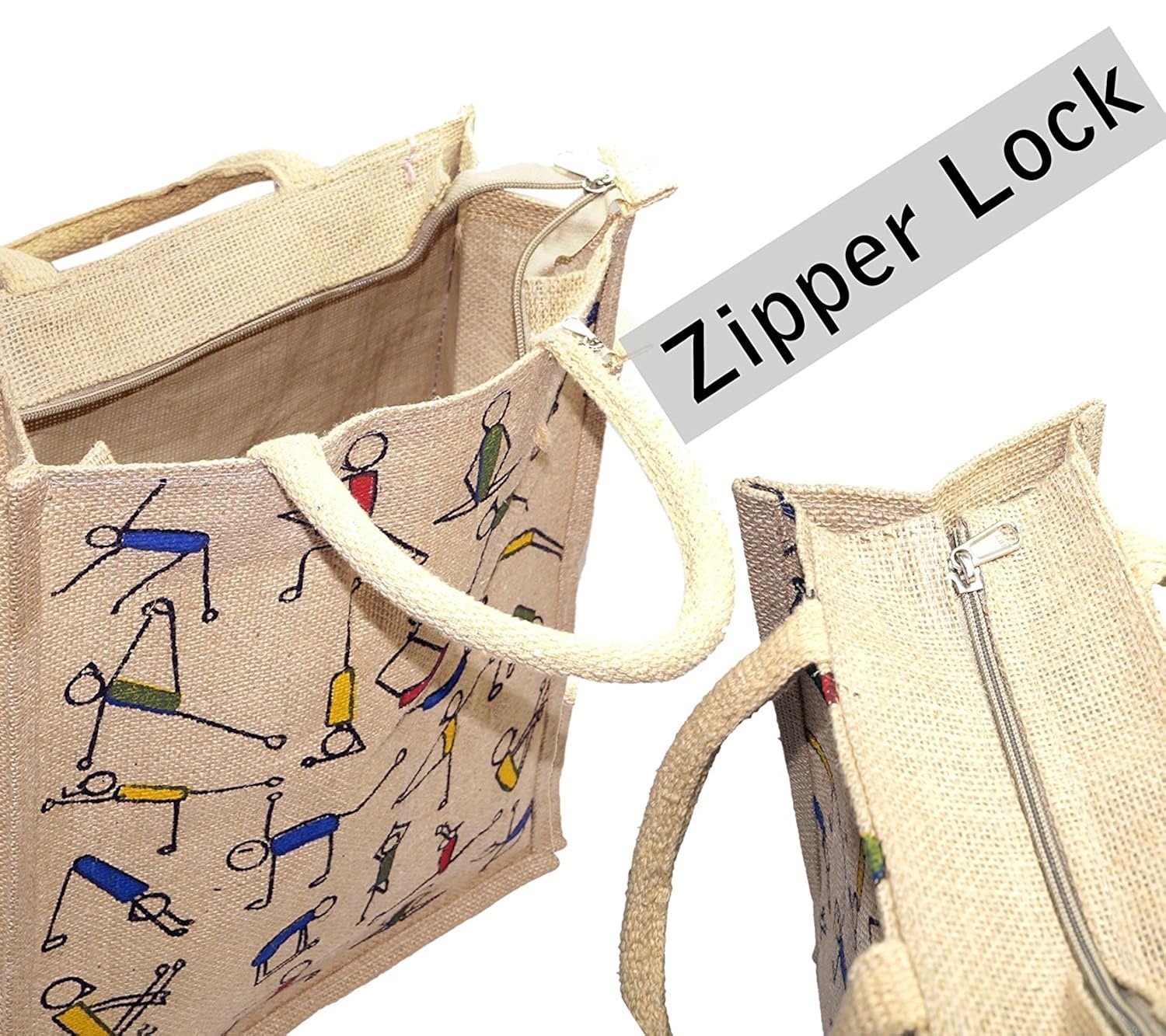 rangteq women's printed jute tote bag(beige)