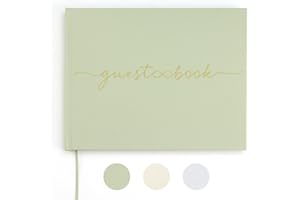 LONLAT Elegant Wedding Guest Book for Wedding Reception, Beautiful Guestbook for Baby Shower and Wedding Decor, 100 Lined Pages for Sign in, Polaroid Pictures and Photos, Linen Cover (Sage - Lined Pages)