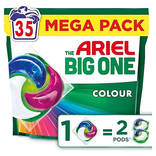 Ariel The Big One PODS Laundry Capsules, 35 Washes, Colour – 2X Stain & Odour Removal, Fast Dissolving in Cold