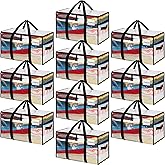 BAGAIL Heavy Duty Moving Bags with Strong Handle, Extra Large Moving Boxes, Storage Tote for Clothes, College Moving Supplies(Clear, 10 Pack)
