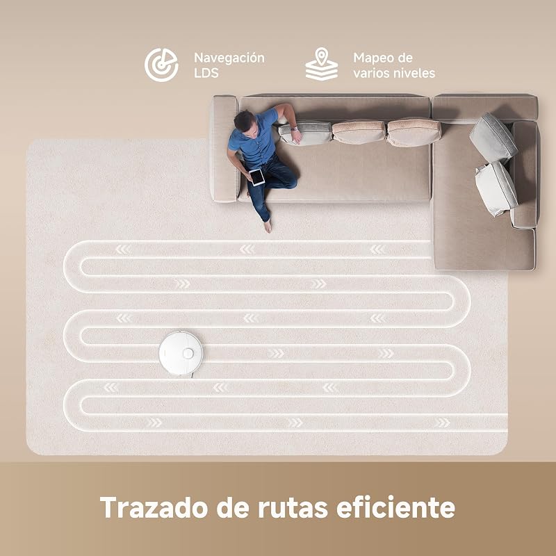 D20 Robot Aspirador, Succión de 13.000 Pa, Navegación LDS