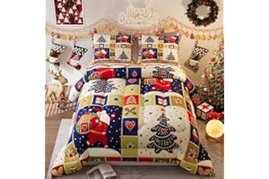 Namoxpa Merry Christmas Comforter Set,3D Colorful Pattern for Kids Teens,Decorative Bedding Comforter Sets with 2 Pillow Shams, Twin Size