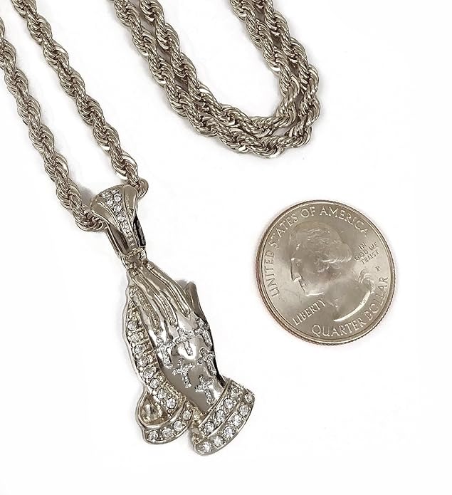 Praying Hands Pendant Necklace with 24