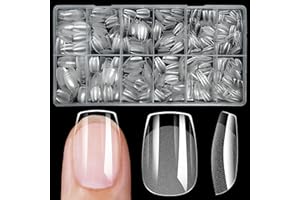 LoveOurHome 600pc Coffin Fake Nail Tips Clear Press on Nails Short Gel Nail XS Coffin Acrylic Nails Full Cover Soft Gel False Nail Ballerina Artificial Fingernails for Acrylic Nail Extension