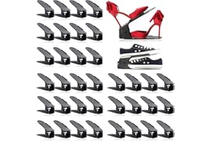 RISETEX Shoe Slots Organizer 36 Pack, Adjustable Double Layer Stack Shoe Rack, Shoe Stackers for a Pair of Shoes,50% Space-Saving Storage Shoe Rack Holder for Closet Organization,Black