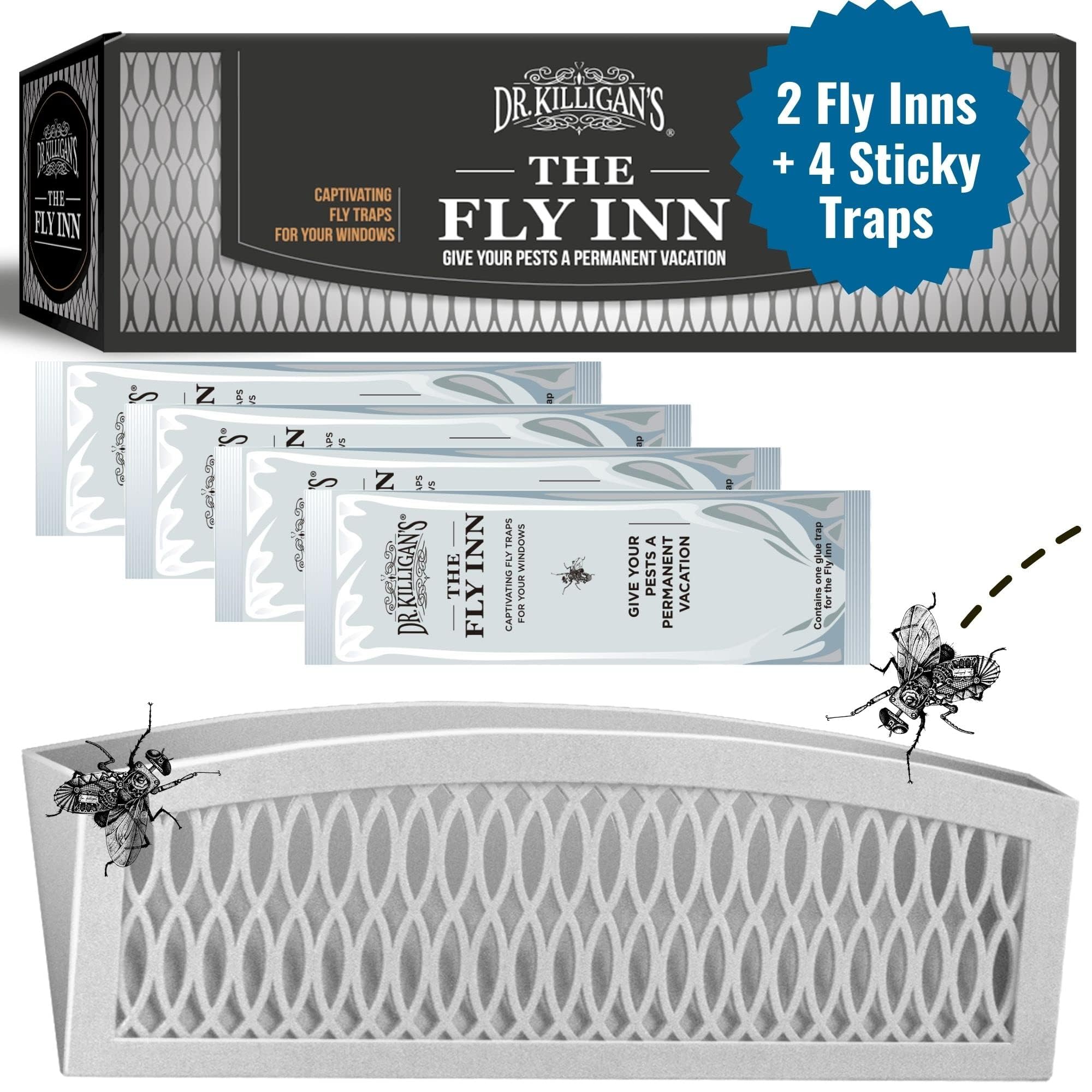 Photo 1 of Dr. Killigan's The Fly Inn | Sticky Window Traps | Indoor Insect Trap | Catches and Hides Bugs | Better Than Fly Paper or Ribbon | Get Rid of Flies | (2+4, Gray)
