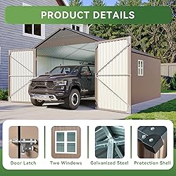 Aoxun 12'x20' Carport Shed Outdoor Metal Storage