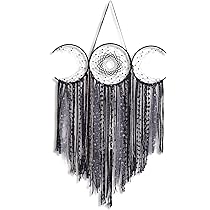 Witchy Crescent Moon Dream Catcher with Purple Agate, Witch