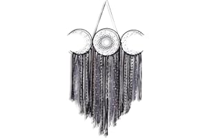 ANROYE Black Triple Moon Goddess Macrame Wall Hanging, Wicca Crescent Dream Catcher for Witch Home, Dreamcatcher for Bedroom Decoration, Pagan Woven Tapestry for Wiccan Adults Decor