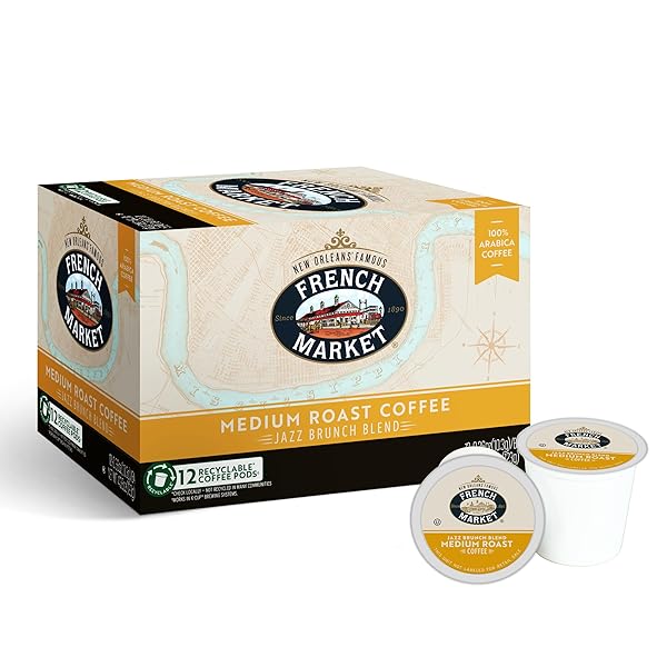 FRENCH MARKET JAZZ BRUNCH BLEND MEDIUM ROAST SINGLE SERVE COFFEE PODS, 12CT BOX (PACK OF 1)