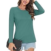 MAGCOMSEN Women's Cotton Long-Sleeve Crew-Neck T-Shirt Classic-Fit Shirt Soft Breathable Casual Tee Basic Tops