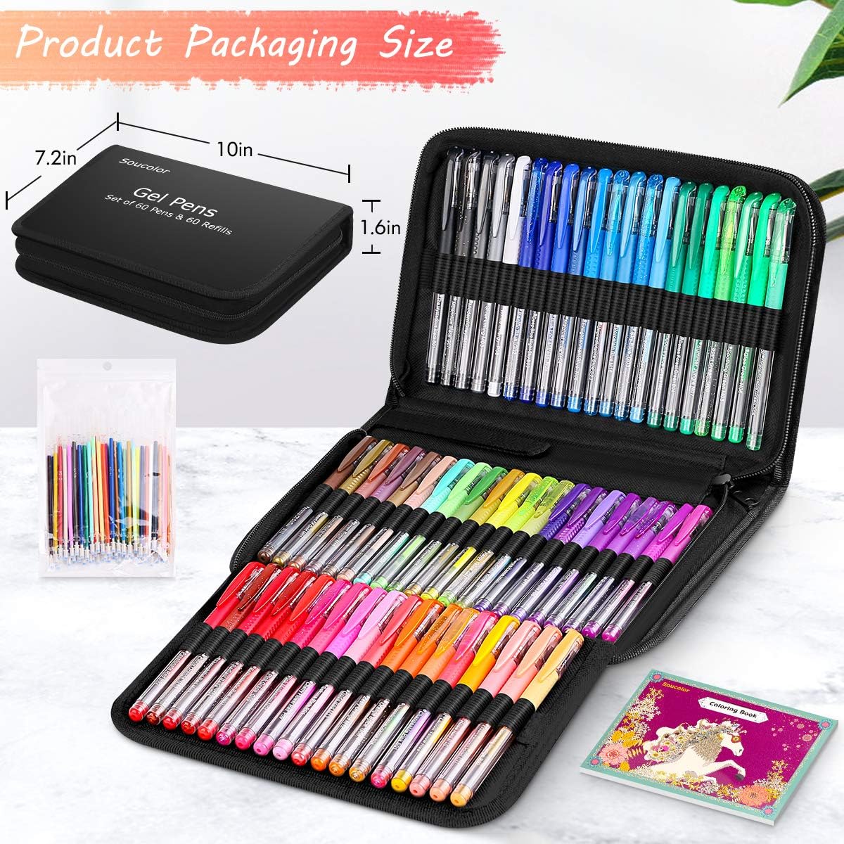 Gel Pens for Adult Coloring Books, 122 Pack Artist Colored Gel Marker Pens Set with 40% More Ink for Kids Art Supplies Drawing Note Taking Crafts Scrapbooks Bullet Journaling Doodling : Office Products