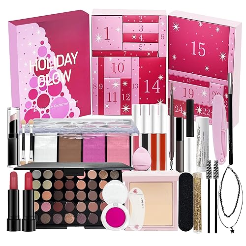 Makeup Advent Calendar 2025, 24 Days Countdown Surprises Calendar Make up Gift Set, Christmas Gift Makeup Kits For Women Teens Girls With Eyeshadow Palette, Lipsticks, and Cosmetic Tools
