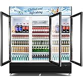 Velieta 60 Cu. Ft. Commercial Beverage Refrigerator, Triple Glass Door | 12 adjustable shelves, Door lock, For shop restaurant bar, Upright merchandiser, Durable steel, Digital temperature control